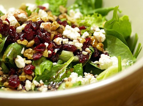 Mixed Greens with Goat Cheese, Cranberries and Walnuts